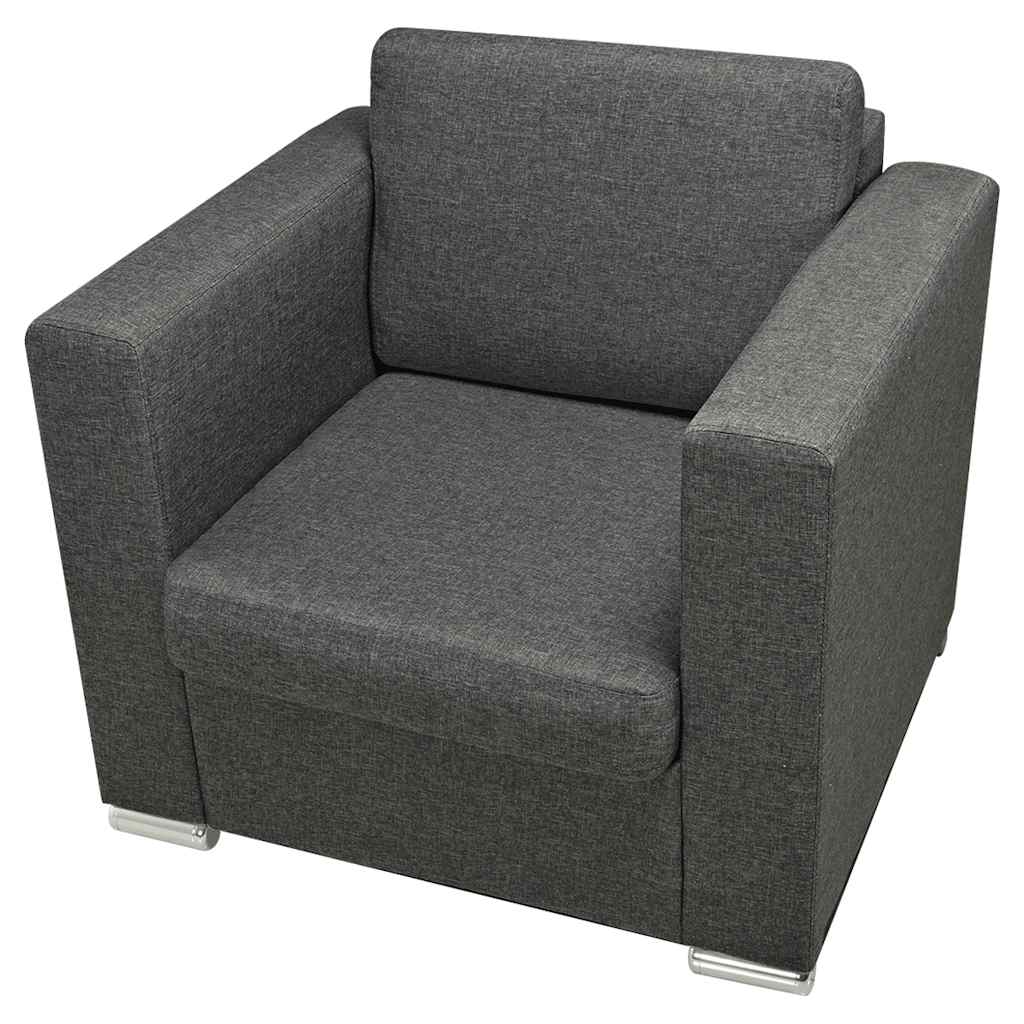 Trodijelni set sofa od tkanina tamnosivi