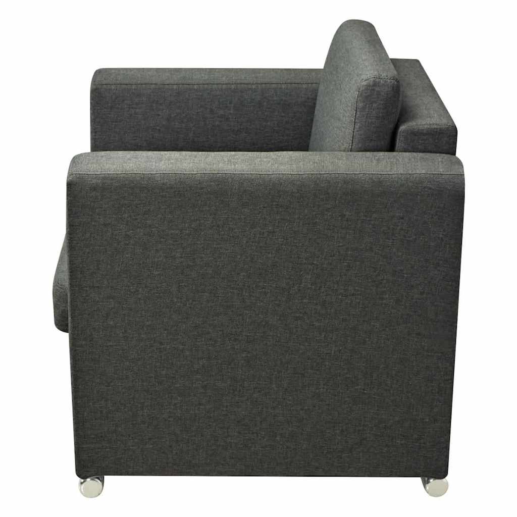 Trodijelni set sofa od tkanina tamnosivi