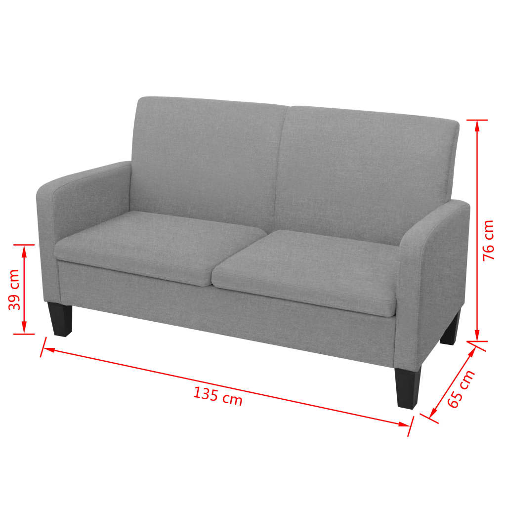 Kauč Dvosjed 135x65x76 cm Svijetlo Sivi