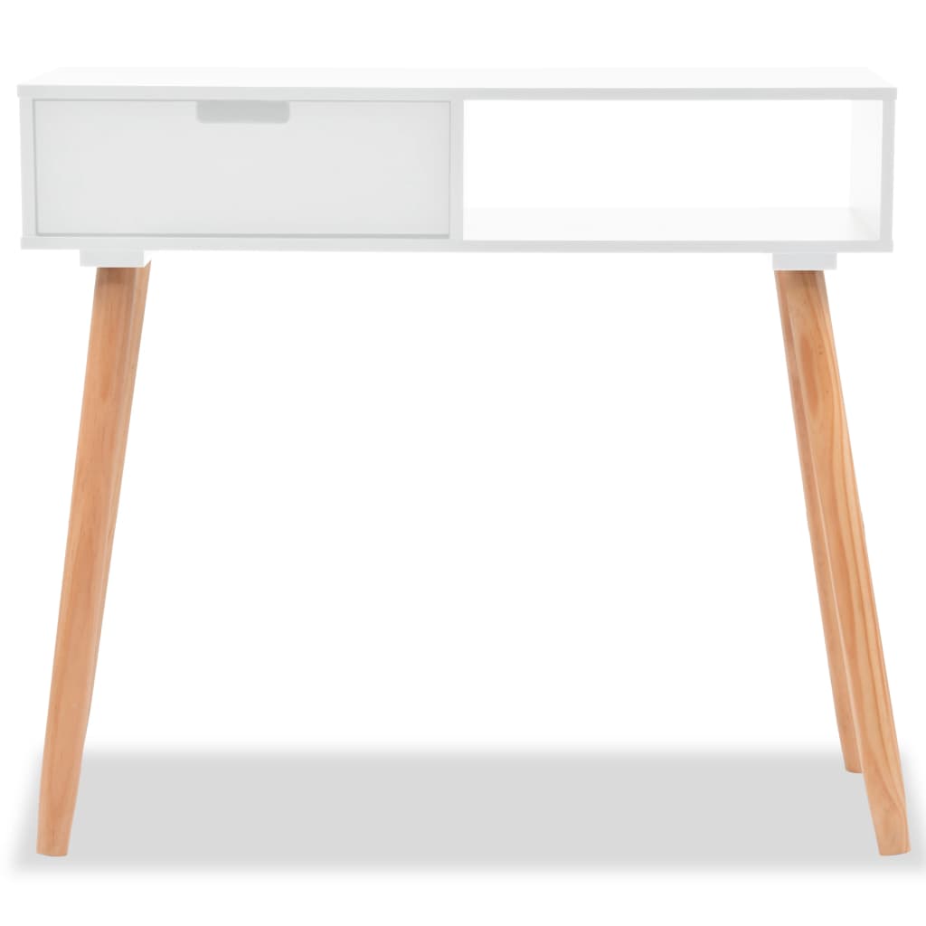 Konzolni Stol od Masivne Borovine 80x30x72 cm Bijeli