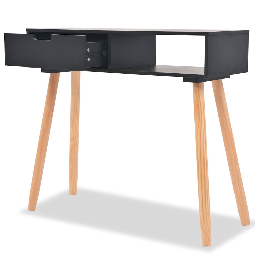Konzolni Stol od Masivne Borovine 80x30x72 cm Crni