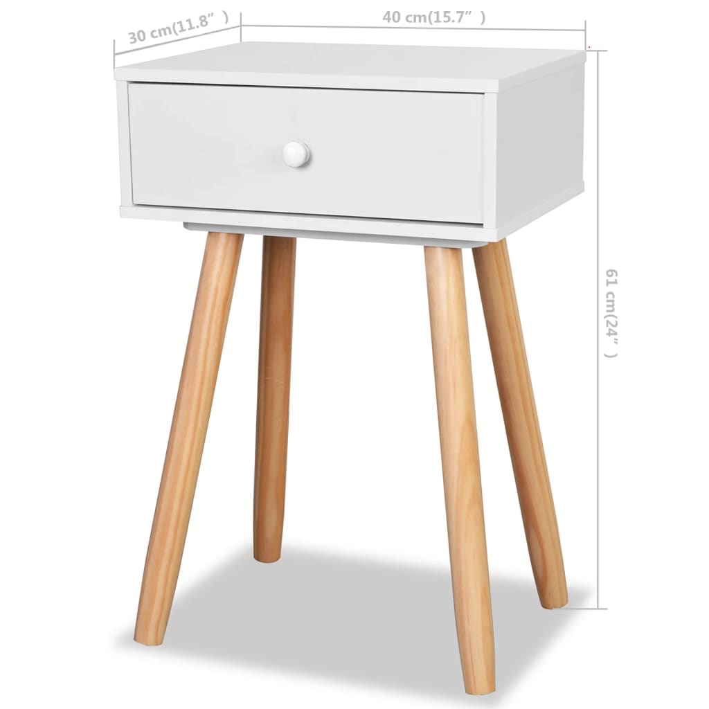 Noćni Ormarići 2 kom Masivna Borovina 40x30x61 cm Bijeli