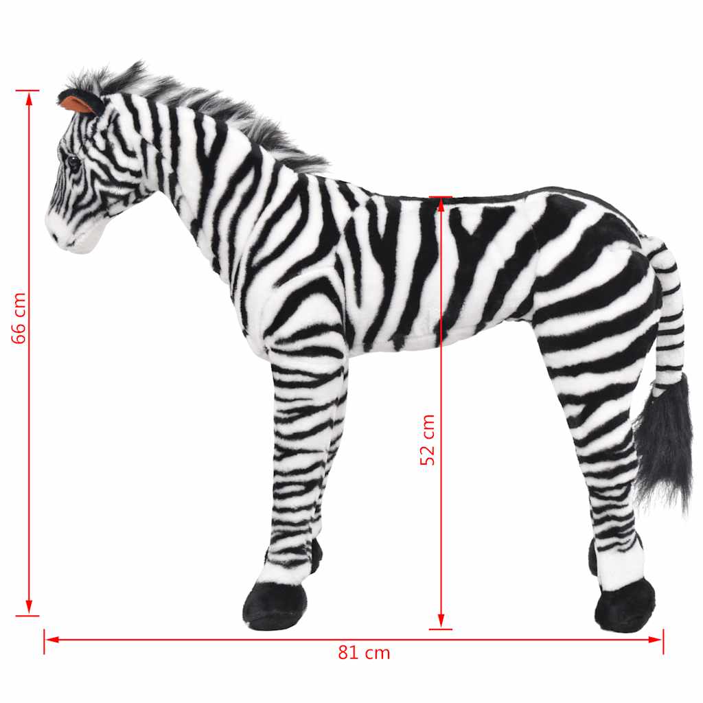 Samostojeća plišana zebra crno-bijela XXL