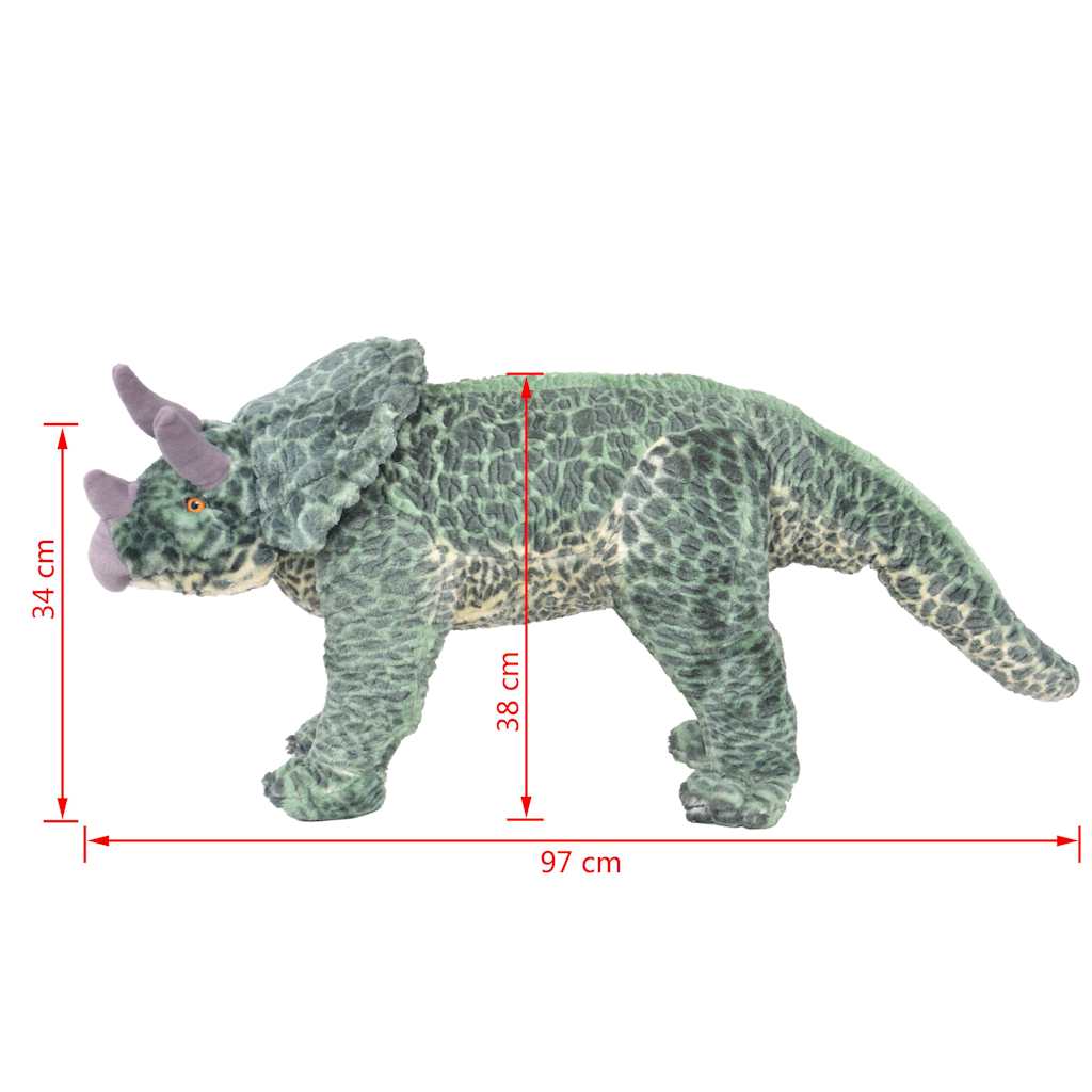 Samostojeći plišani dinosaur triceratops zeleni XXL