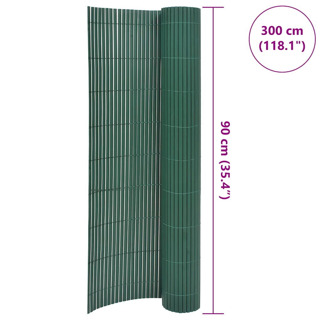 Dvostrana vrtna ograda PVC 90 x 300 cm zelena