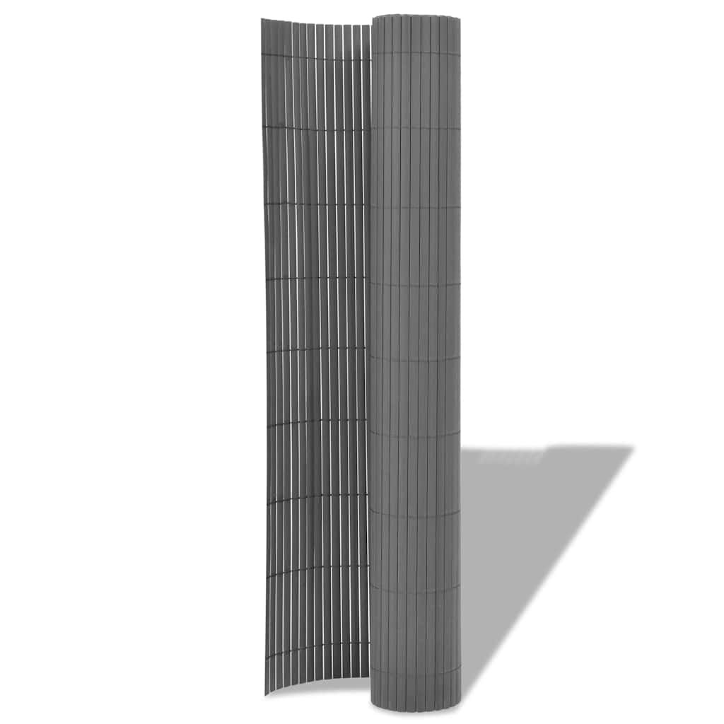 Dvostrana vrtna ograda PVC 90 x 500 cm siva