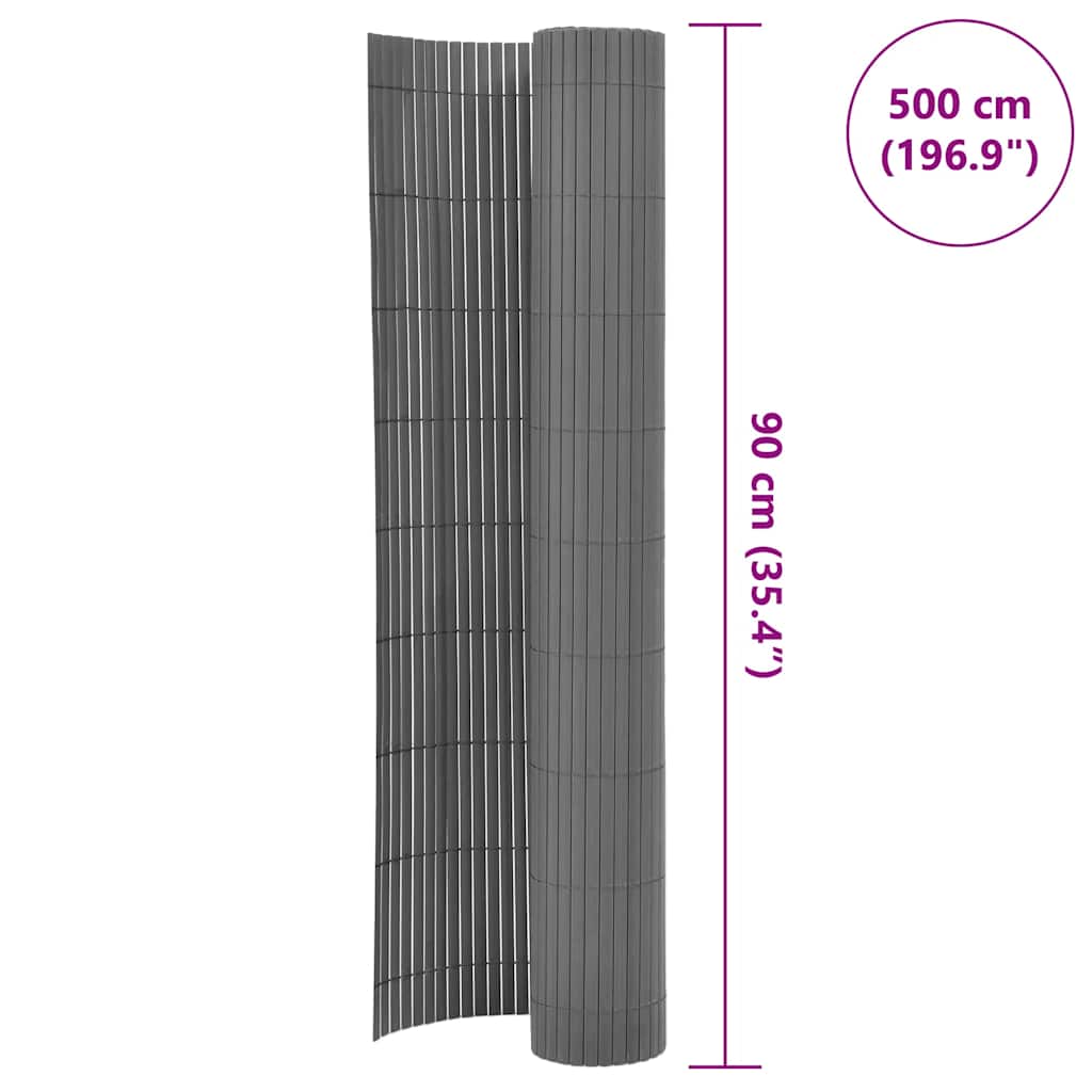 Dvostrana vrtna ograda PVC 90 x 500 cm siva