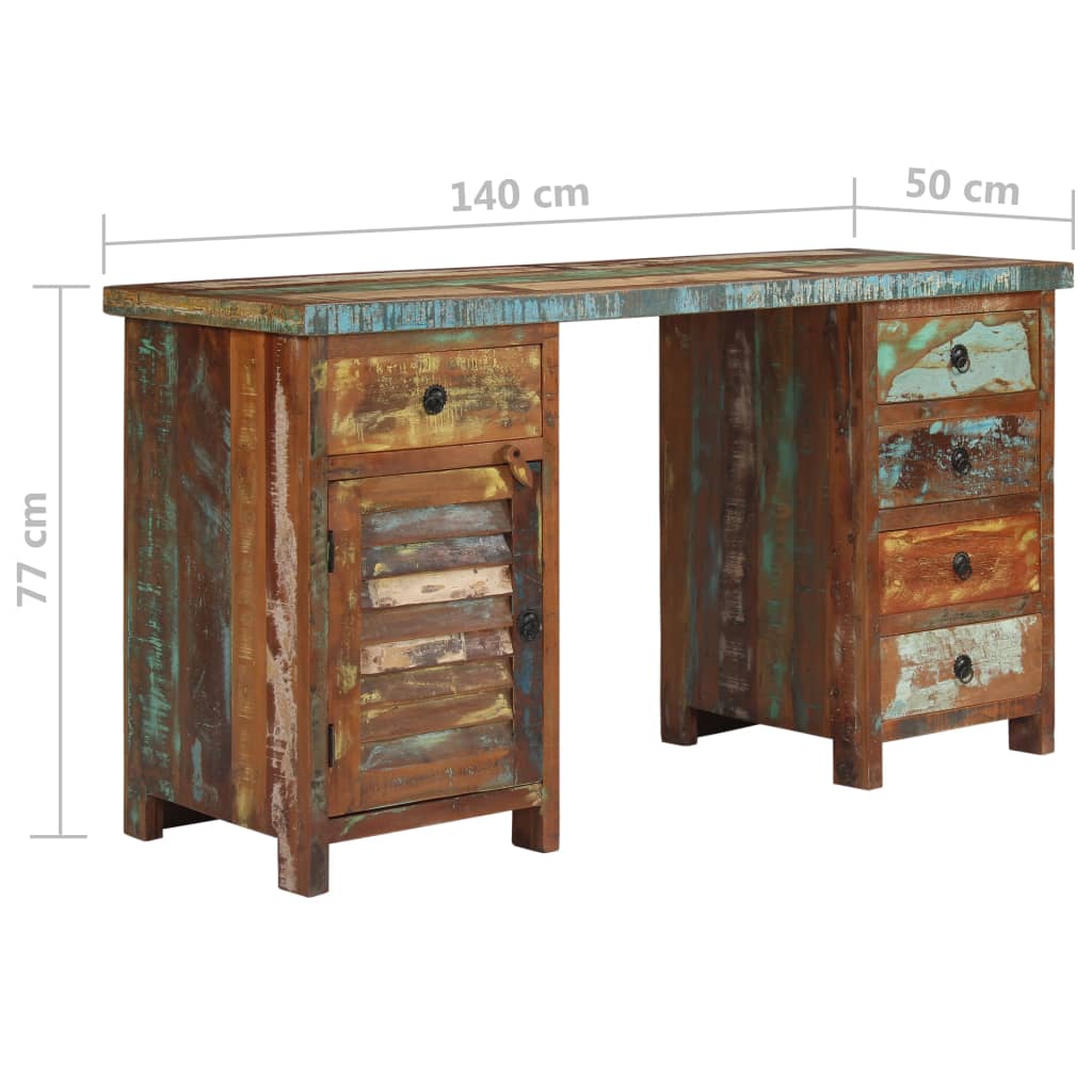 Radni stol s postoljem masivno obnovljeno drvo 140 x 50 x 77 cm