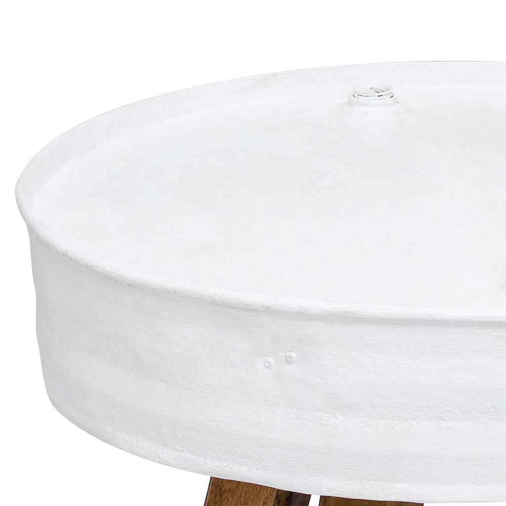 Stolić za kavu od masivnog obnovljenog drva 60 x 45 cm bijeli