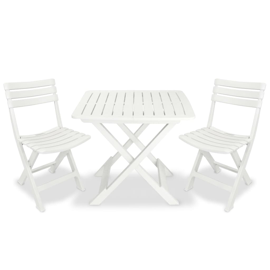 3-dijelni sklopivi bistro set plastični bijeli
