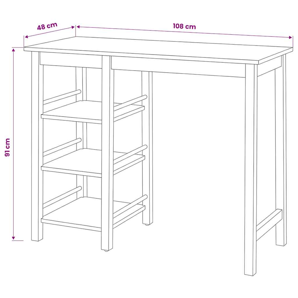 Barski Set 3 kom MDF Crni