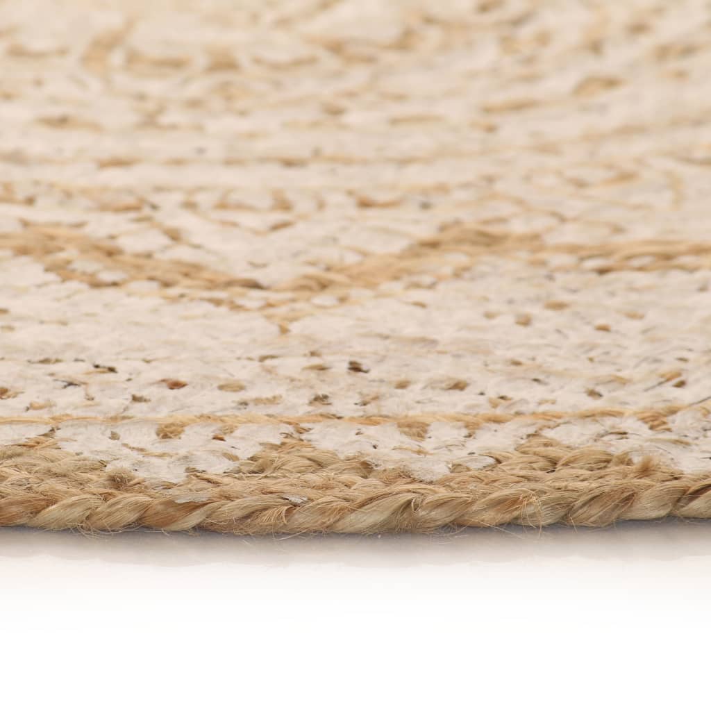 Ukrasni pleteni tepih od jute s uzorkom 90 cm okrugli
