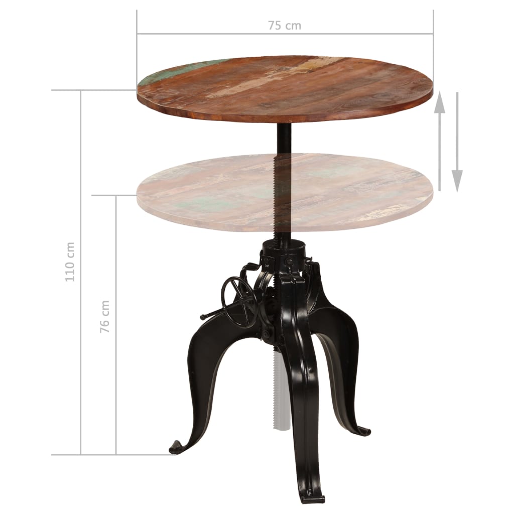 Barski stol od masivnog obnovljenog drva 75 x (76 - 110) cm