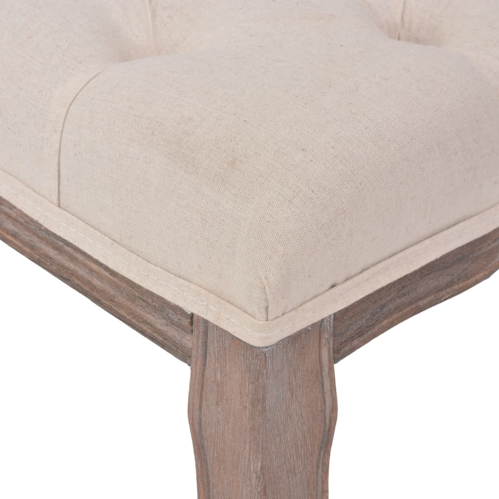 Klupa od Tkanine i Masivnog Drva 110x38x48 cm Krem Bijela