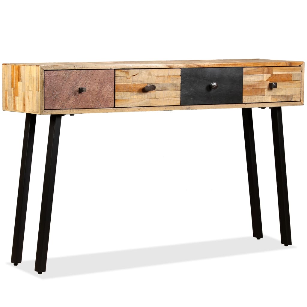 Konzolni Stol od Masivne Obnovljene Tikovine 120x30x76 cm