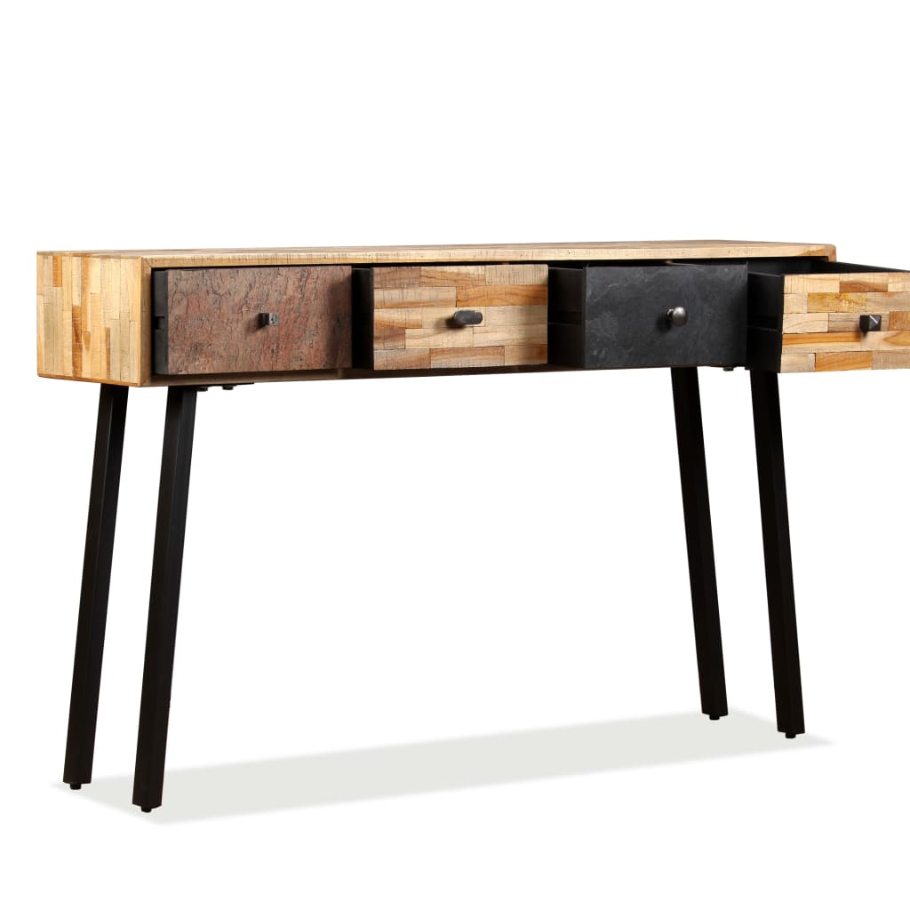 Konzolni Stol od Masivne Obnovljene Tikovine 120x30x76 cm