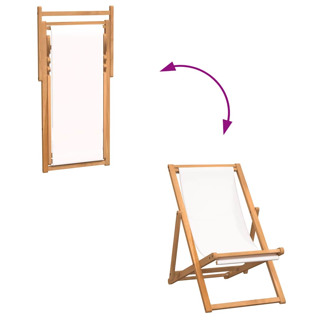 Ležaljka od tikovine 56 x 105 x 96 cm krem