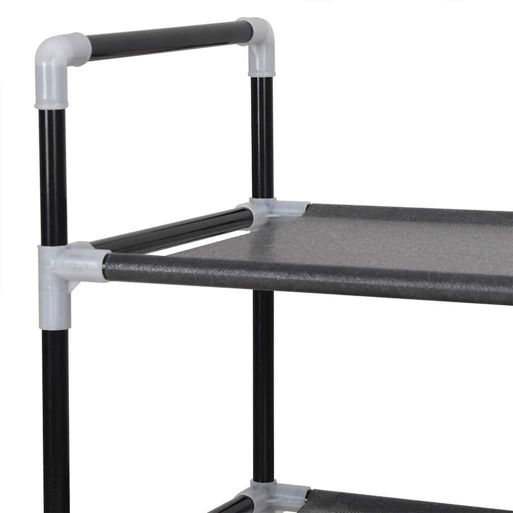 Stalak za cipele s 10 polica od metala i netkane tkanine crni