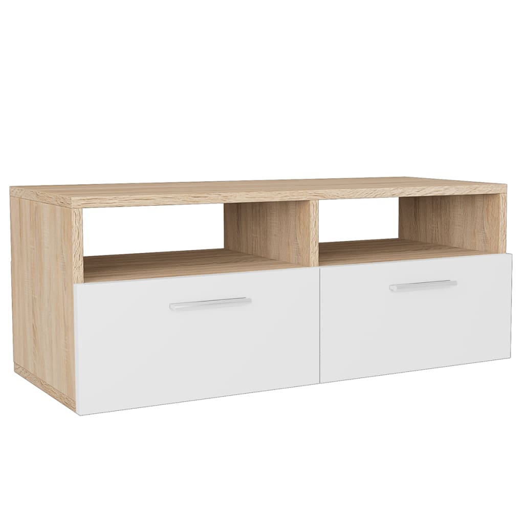 TV Ormarić od Iverice 95x35x36 cm Boja Hrasta i Bijela
