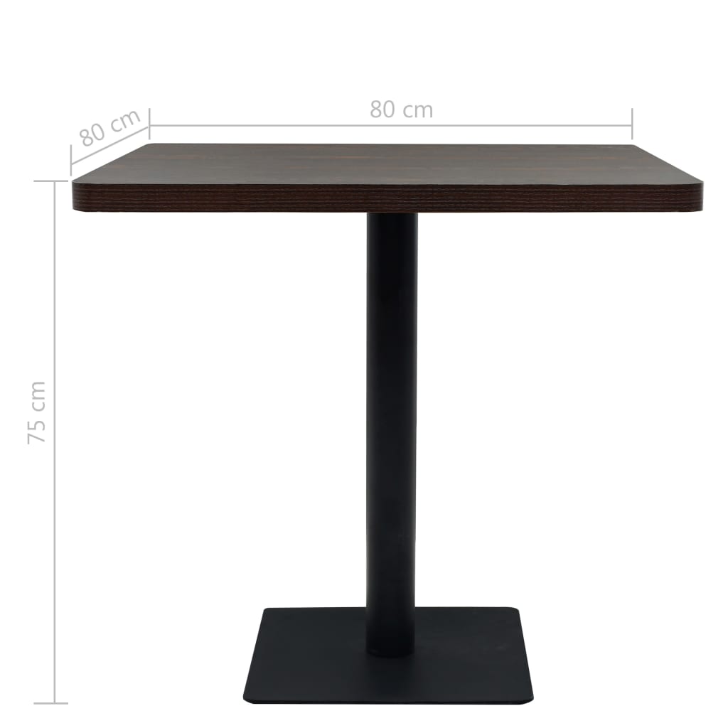Kvadratni stol za bistro od MDF-a i čelika 80x80x75 cm tamni pepeljasti