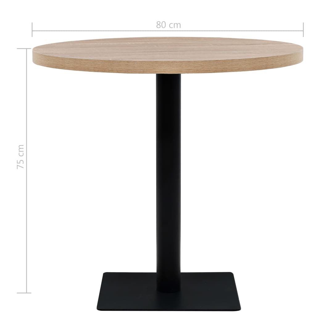 Okrugli stol za bistro od MDF-a i čelika 80x75 cm boja hrasta