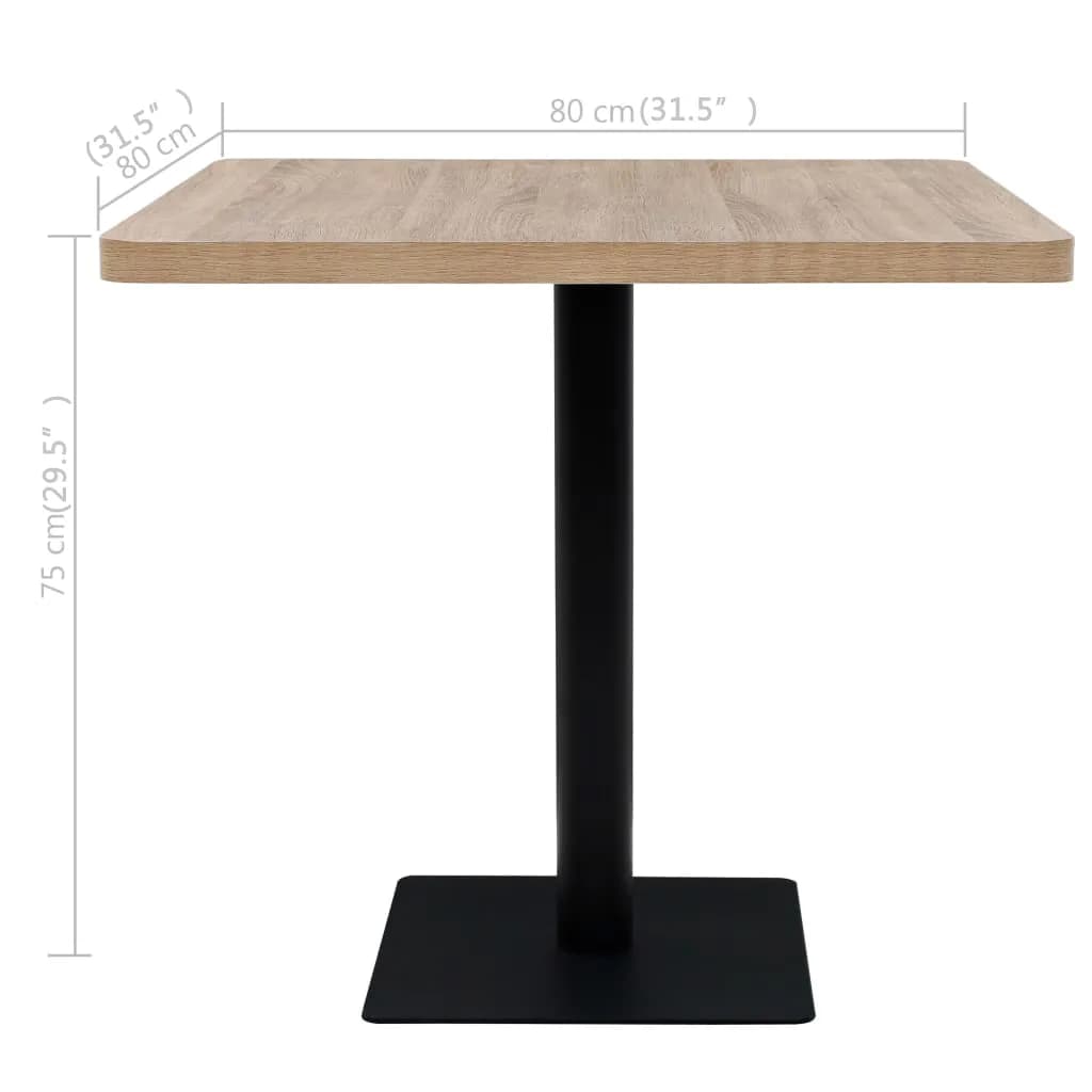 Kvadratni stol za bistro od MDF-a i čelika 80x80x75 cm boja hrasta