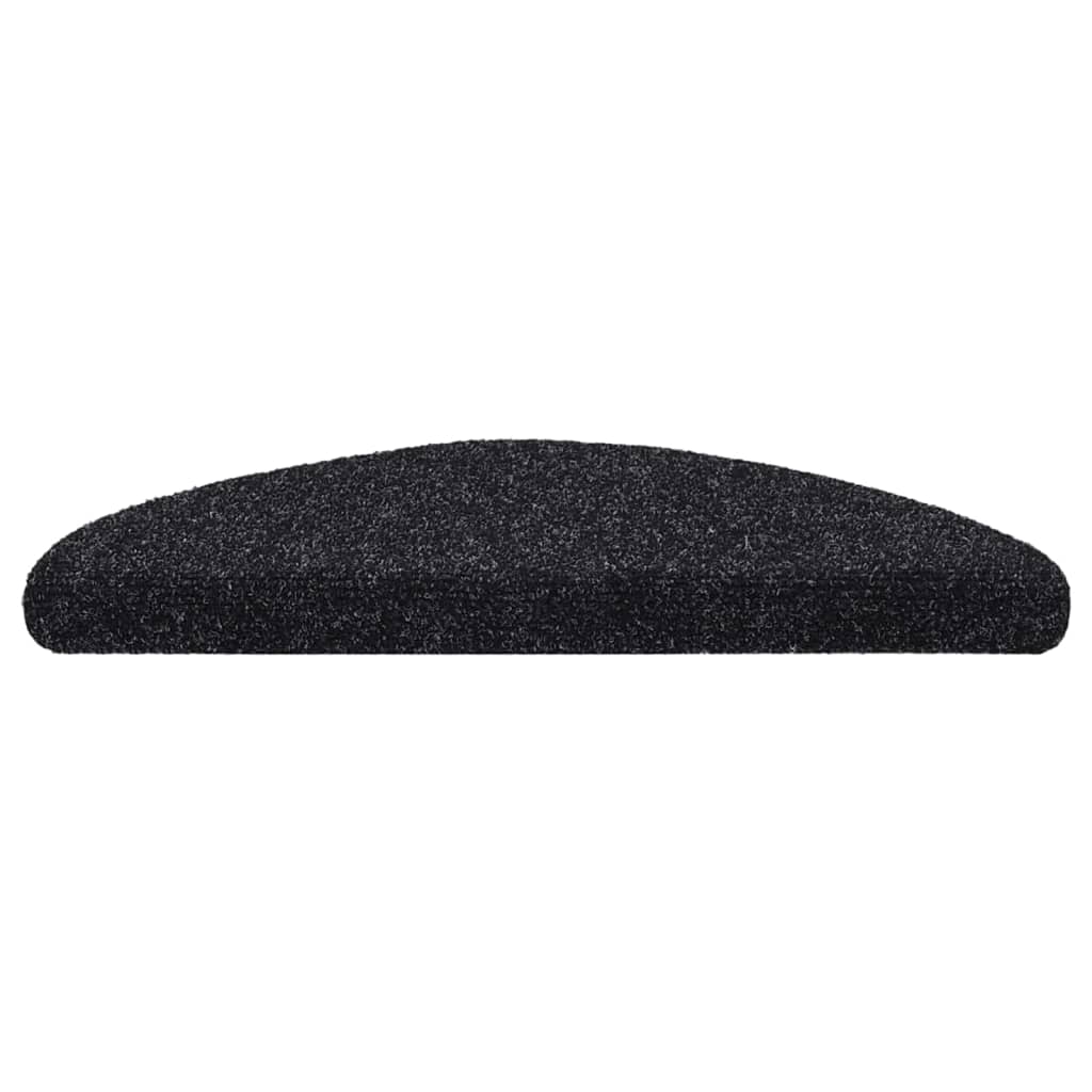 Prostirke za stepenice, samoljepljive, 15 kom, 56x17x3 cm, crne, poluokrugle