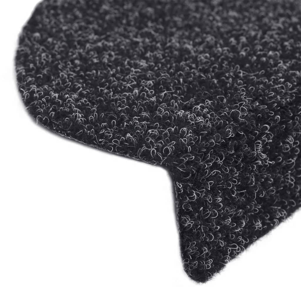 Prostirke za stepenice, samoljepljive, 15 kom, 56x17x3 cm, crne, poluokrugle