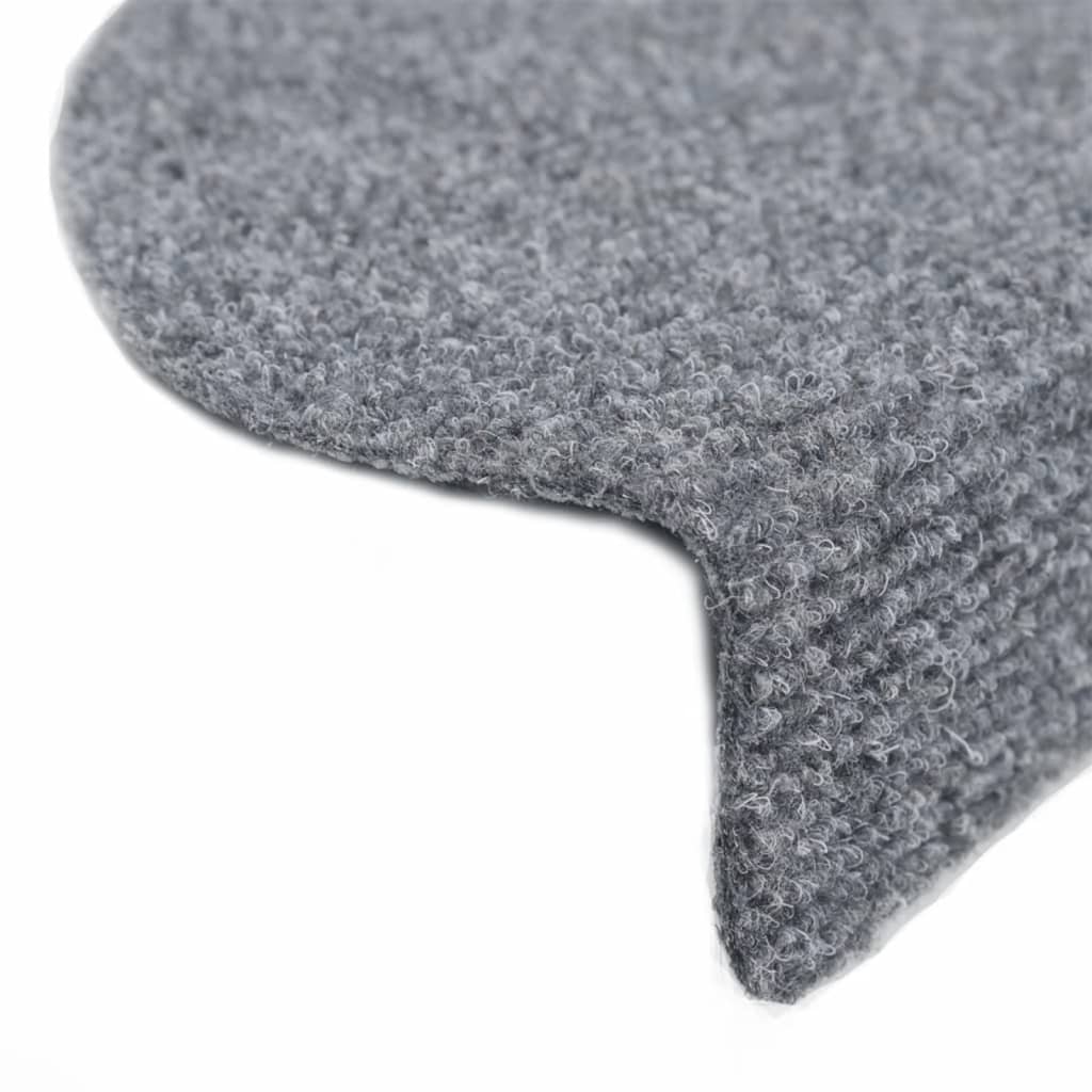 Prostirke za stepenice, samoljepljive, 15 kom, 56x17x3 cm, svijetlo sive, poluokrugle