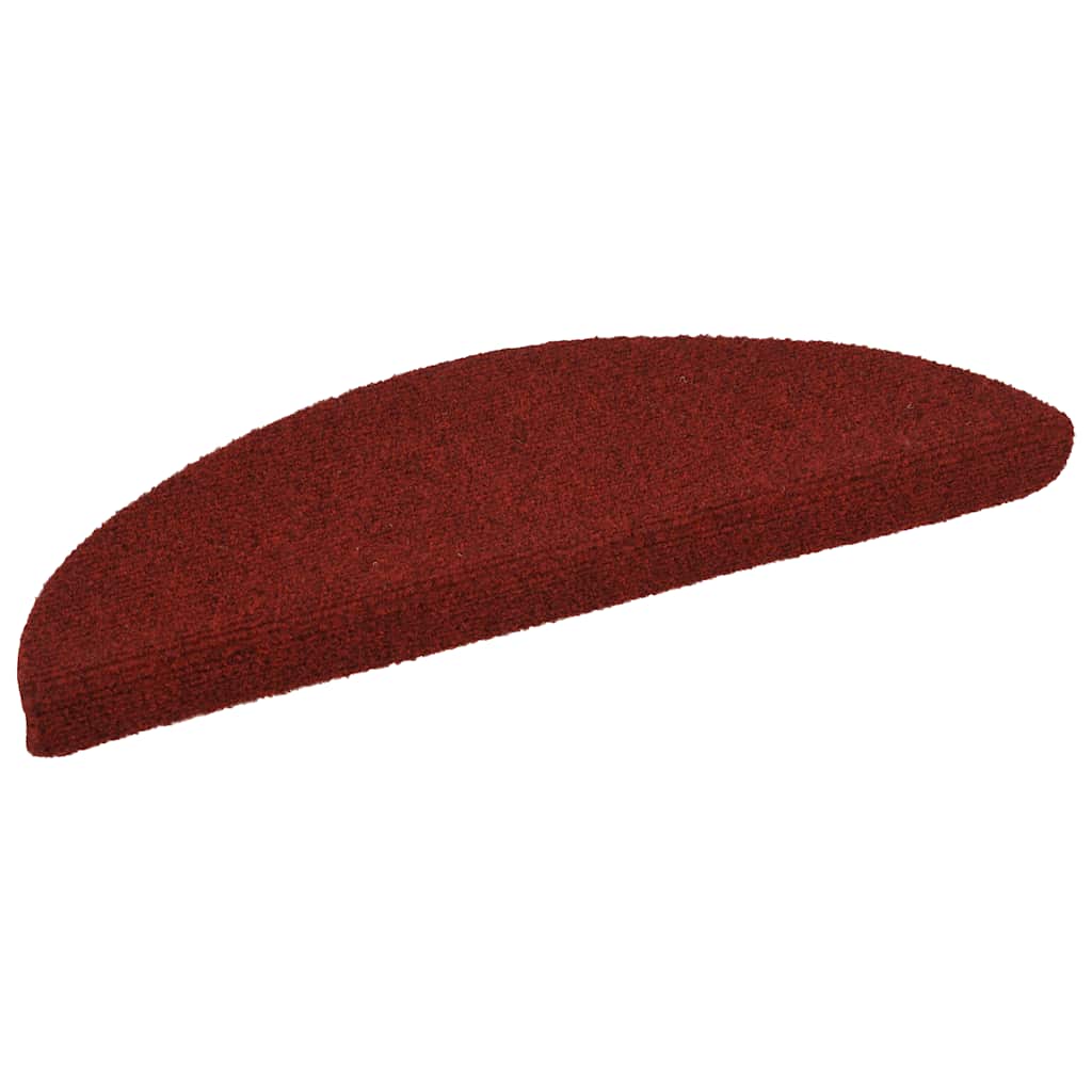 Prostirke za stepenice, samoljepljive, 15 kom, 56x17x3 cm, bordo crvene, poluokrugle