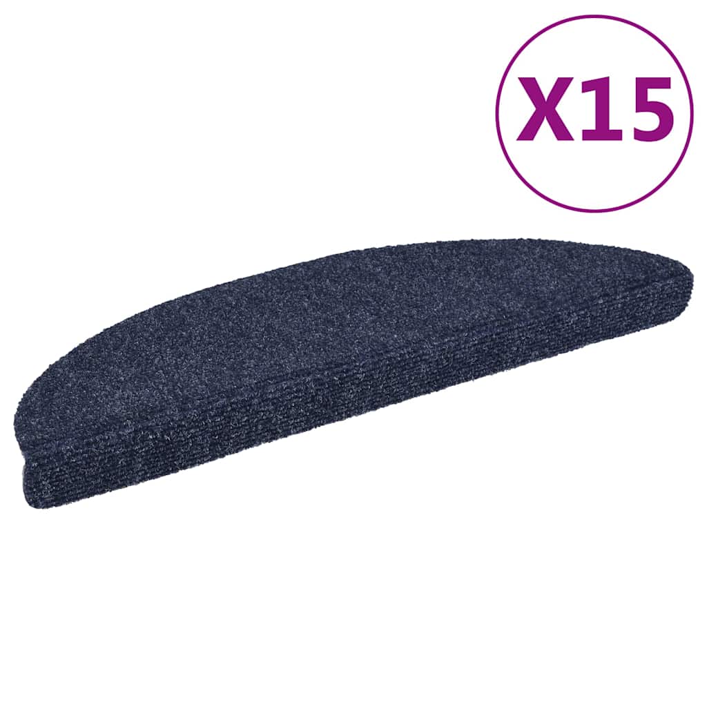 Prostirke za stepenice samoljepljive 15 kom 56x17x3 cm plave poluokrugle