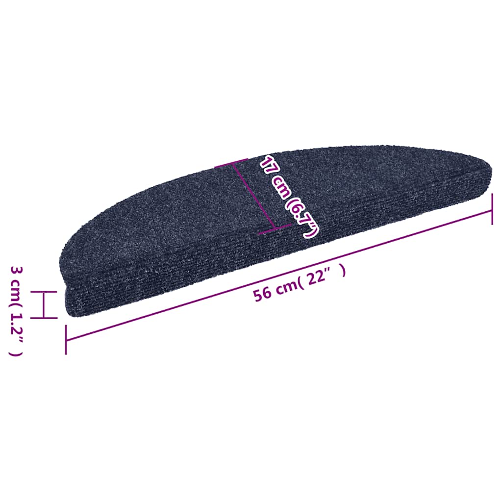 Prostirke za stepenice samoljepljive 15 kom 56x17x3 cm plave poluokrugle