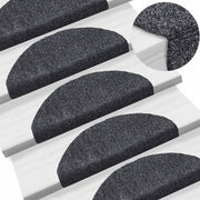 Prostirke za stepenice, samoljepljive, 15 kom, 65x21x4 cm, tamno sive, poluokrugle, velike