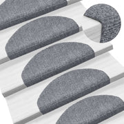 Prostirke za stepenice, samoljepljive, 15 kom, 65x21x4 cm, svijetlo sive, poluokrugle, velike
