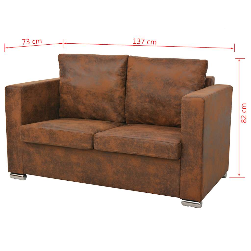 2-dijelni set sofa od umjetne brušene kože