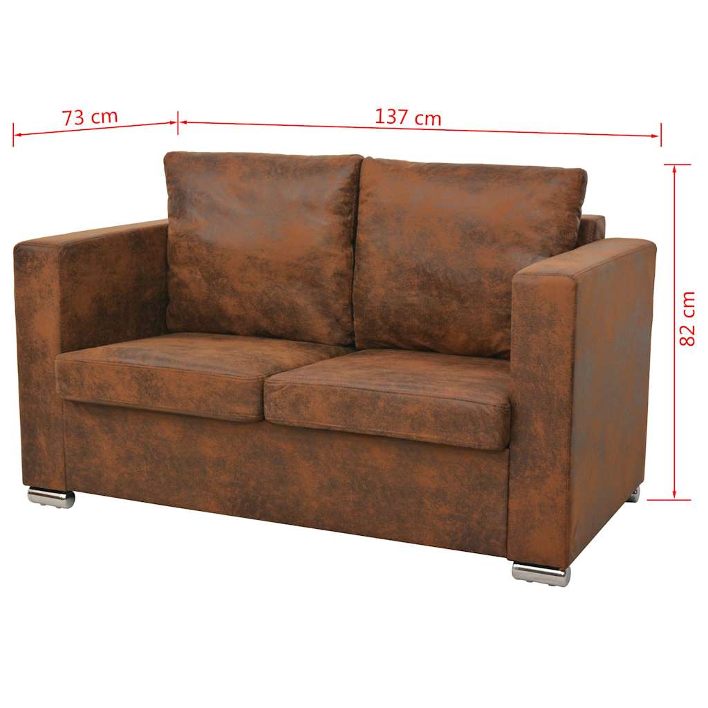 2-dijelni set sofa od umjetne brušene kože