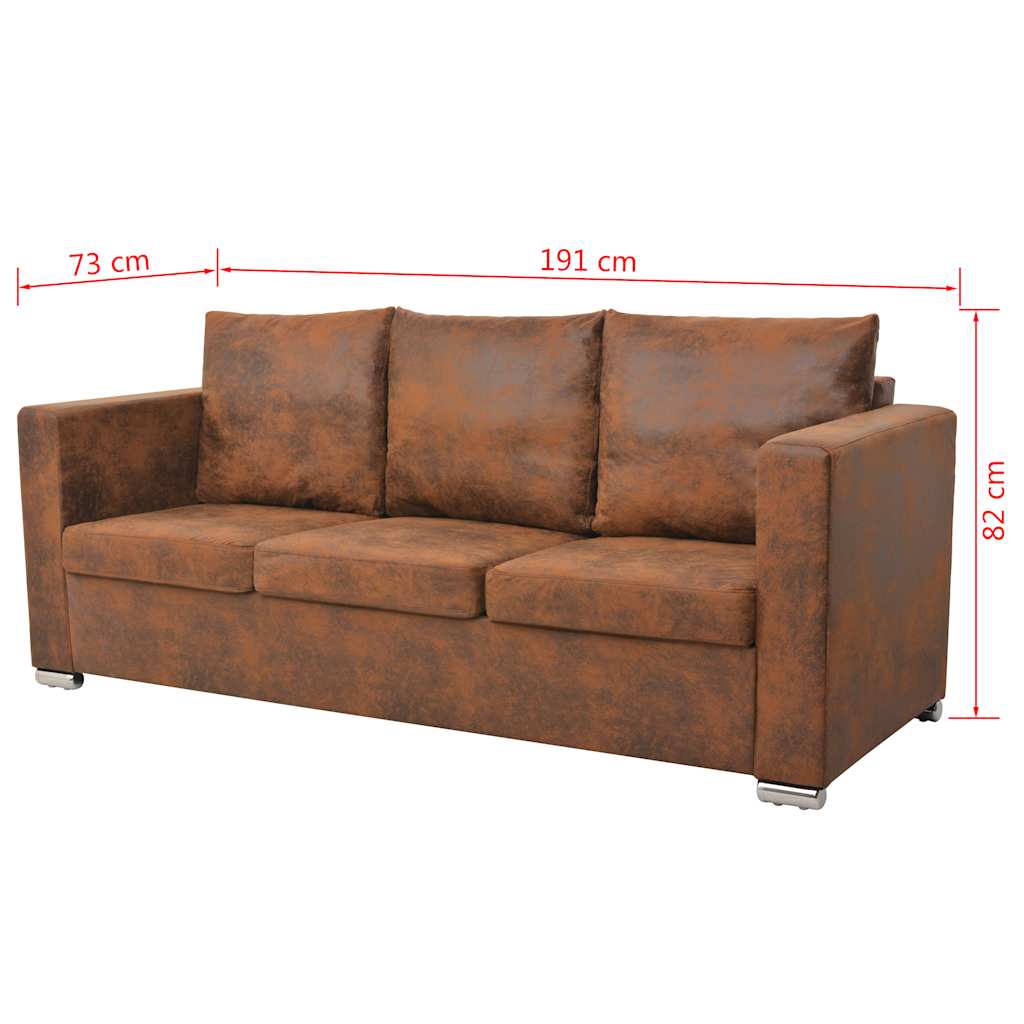 3-dijelni set sofa od umjetne brušene kože