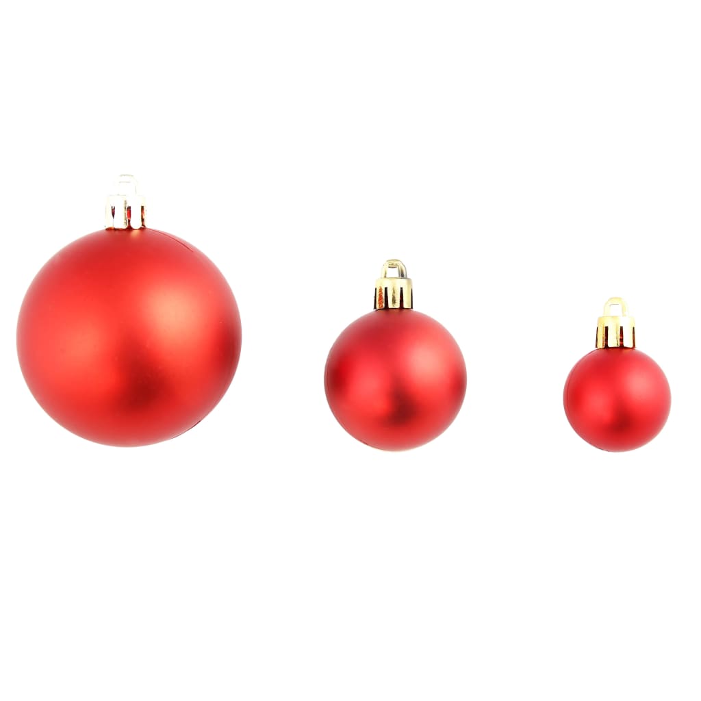 Set božićnih kuglica 100 komada 3/4/6 cm crveni