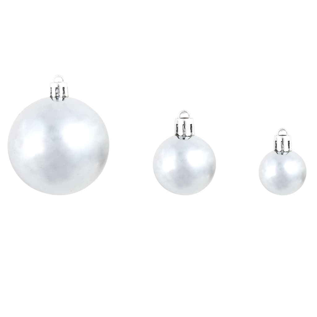 Set božićnih kuglica 100 komada 3/4/6 cm bijeli/sivi