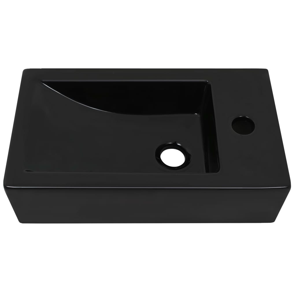 Umivaonik s otvorom pravokutni keramički crni 46x25,5x12 cm