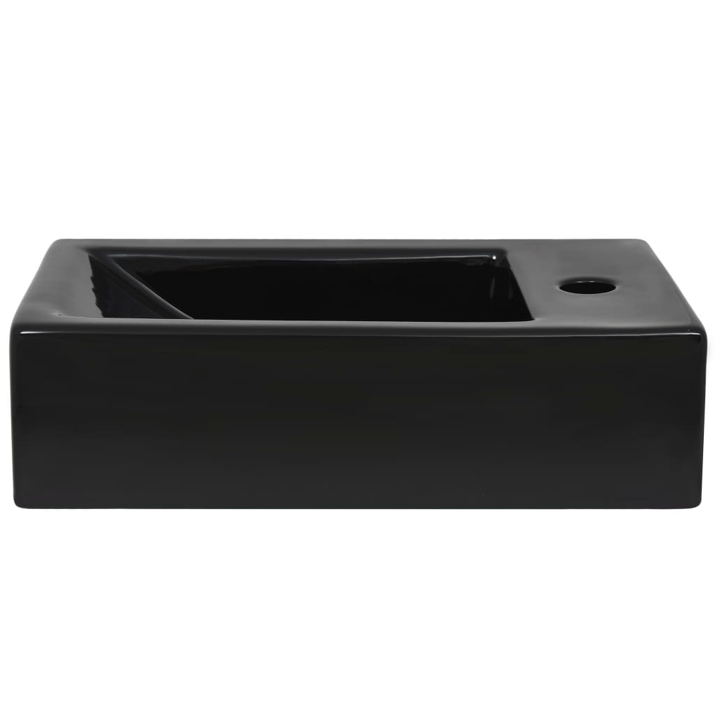 Umivaonik s otvorom pravokutni keramički crni 46x25,5x12 cm