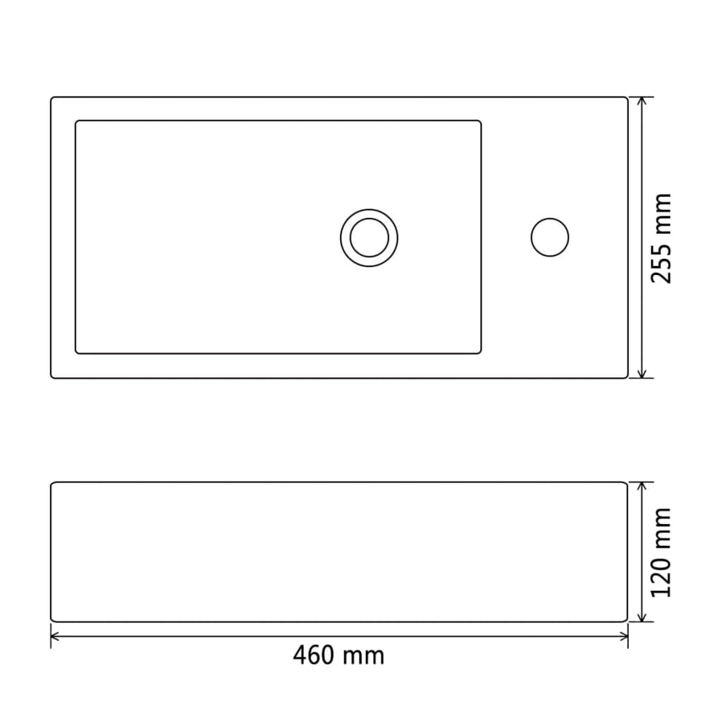 Umivaonik s otvorom pravokutni keramički crni 46x25,5x12 cm
