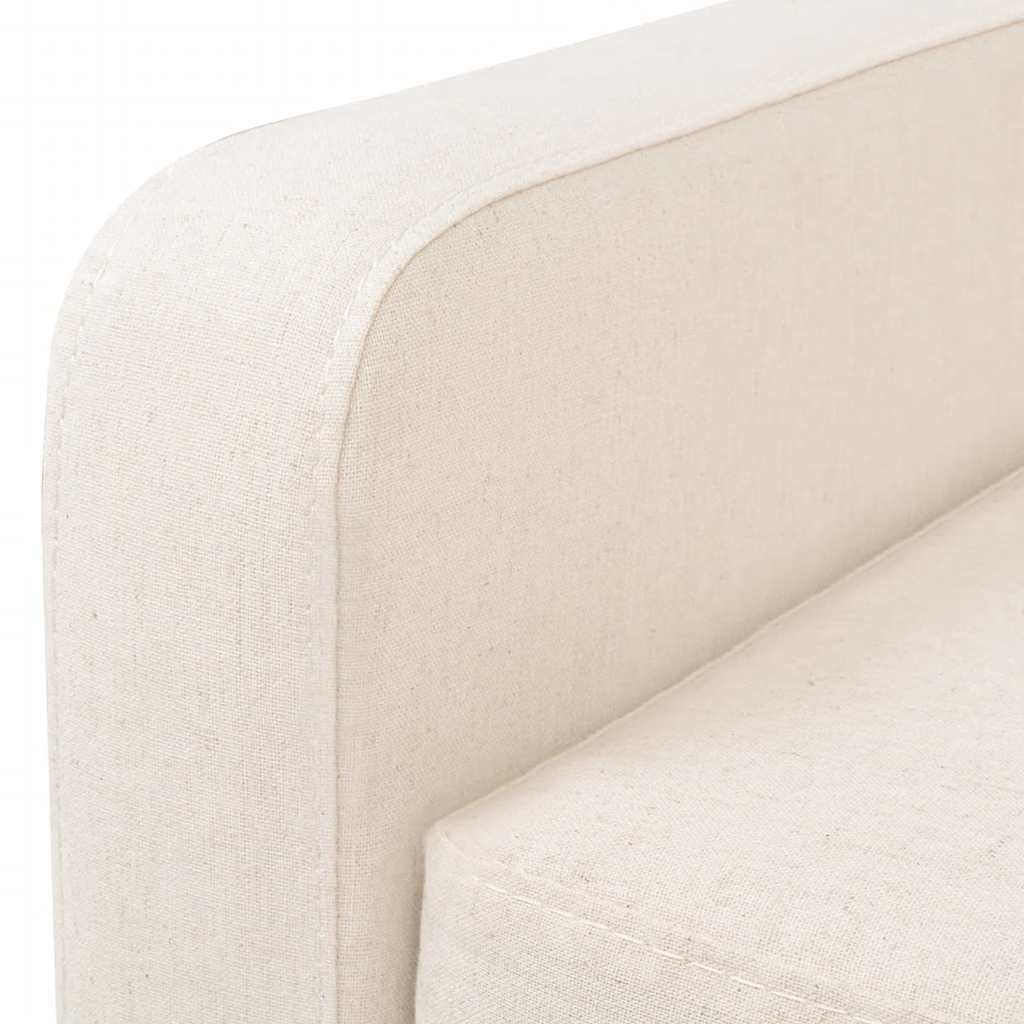 2-dijelni set sofa od tkanine krem bijeli