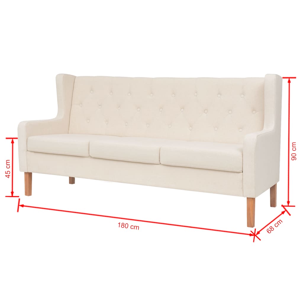 2-dijelni set sofa od tkanine krem bijeli