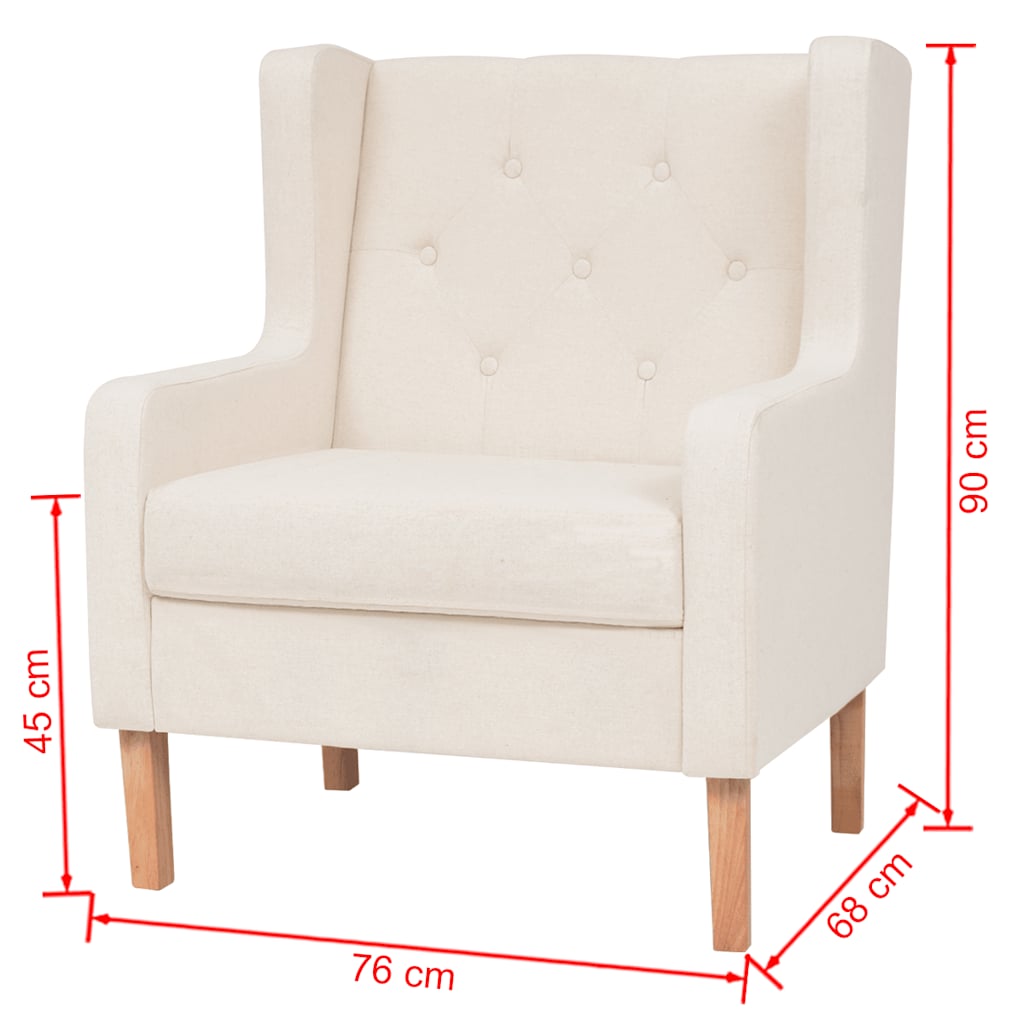 2-dijelni set sofa od tkanine krem bijeli