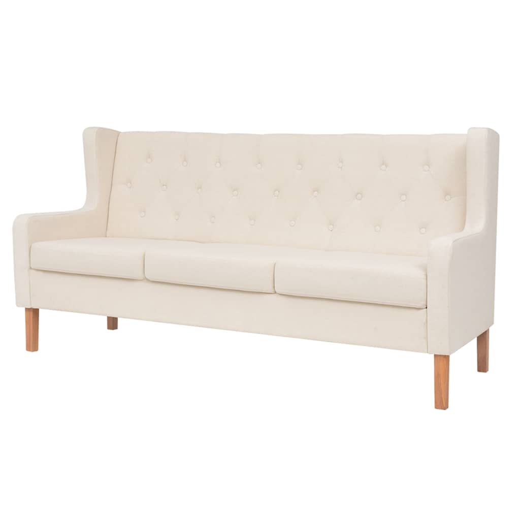 2-dijelni set sofa od tkanine krem bijeli
