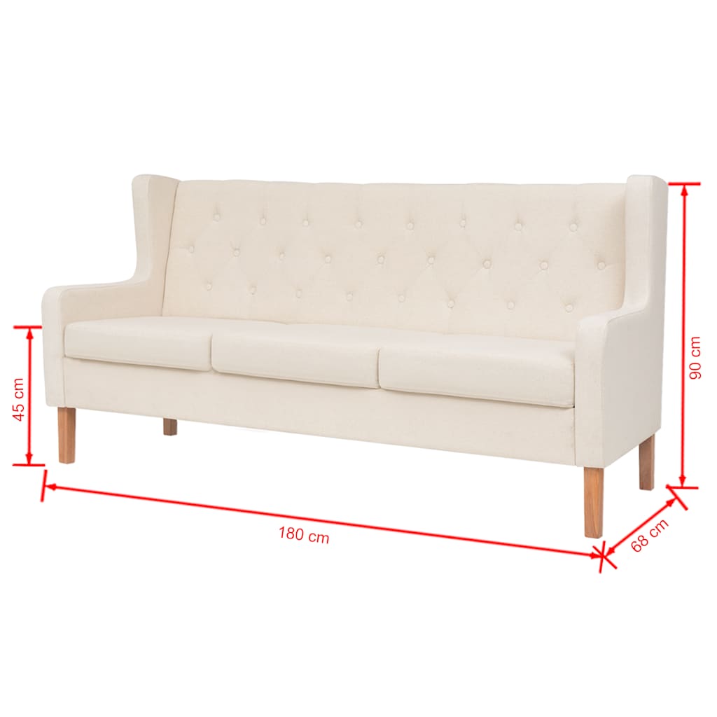 2-dijelni set sofa od tkanine krem bijeli