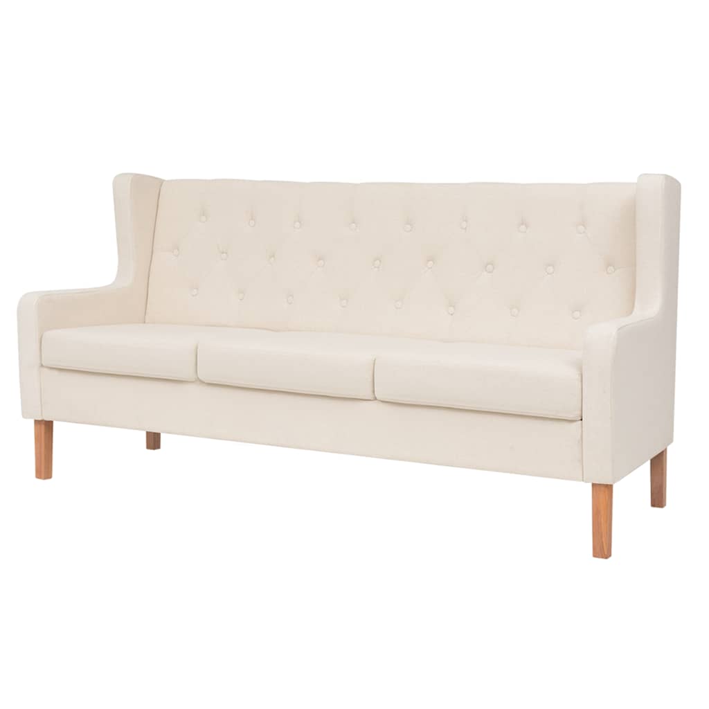 3-dijelni set sofa od tkanine krem bijeli