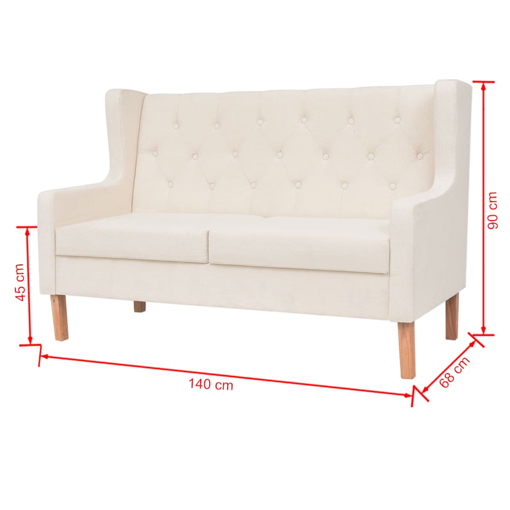 3-dijelni set sofa od tkanine krem bijeli