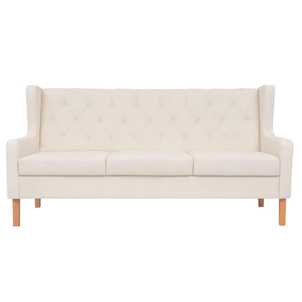 3-dijelni set sofa od tkanine krem bijeli